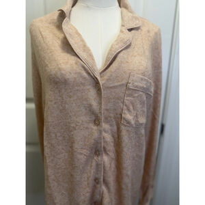 Haven Well Within Buttery Soft Lounge Button Front Top XL Neutral Cozy NWT